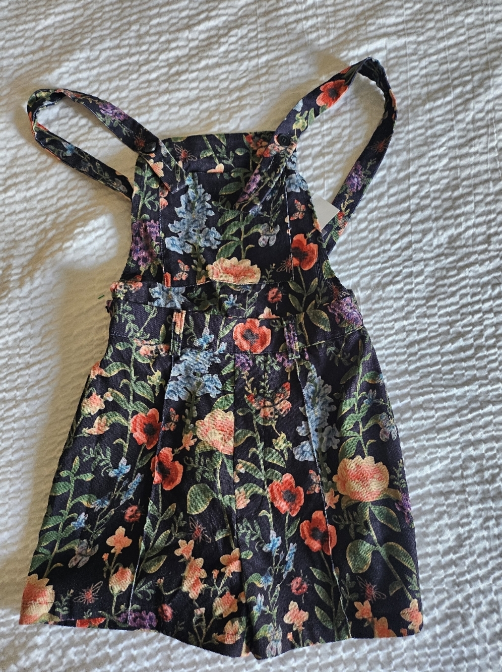 Cider Black Floral Pinafore Dress with Multicolor Blooms
